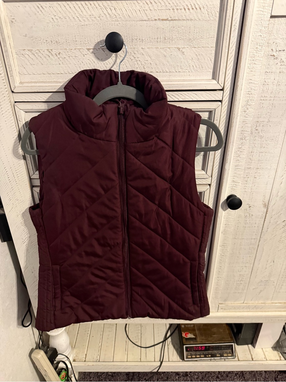 New York & Company Quilted Burgundy Puffer Vest